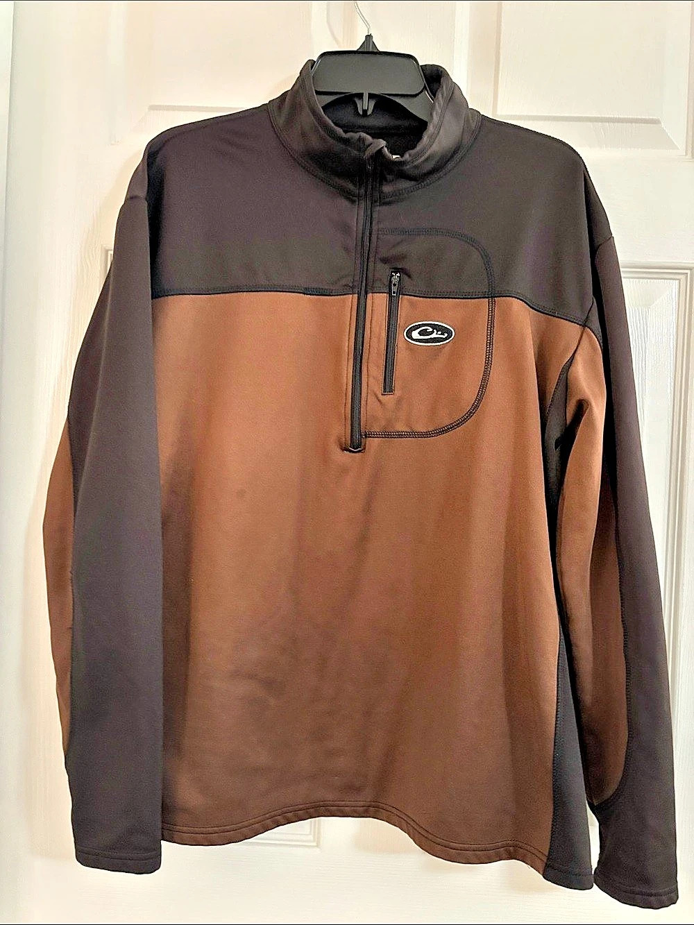 Drake Color Block Pullover in Brown & Black Size Large